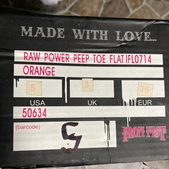 New in Box Iron Fist Orange Power Peep Toe Flat Sz 5 - Picture 13 of 14